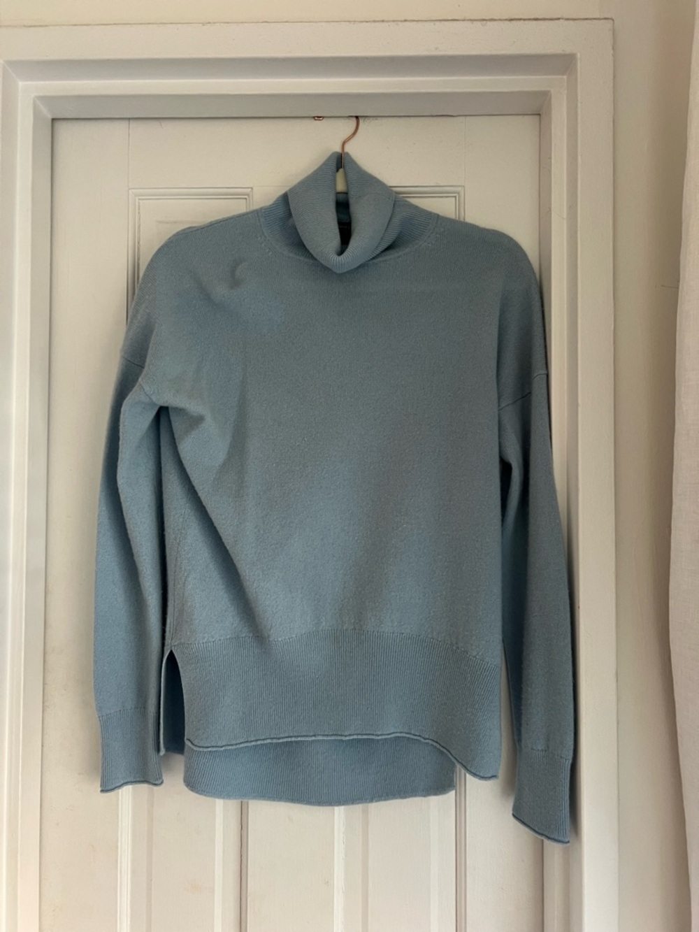 Theory Light Blue Cashmere Turtleneck Sweater - Women's Cozy Knit